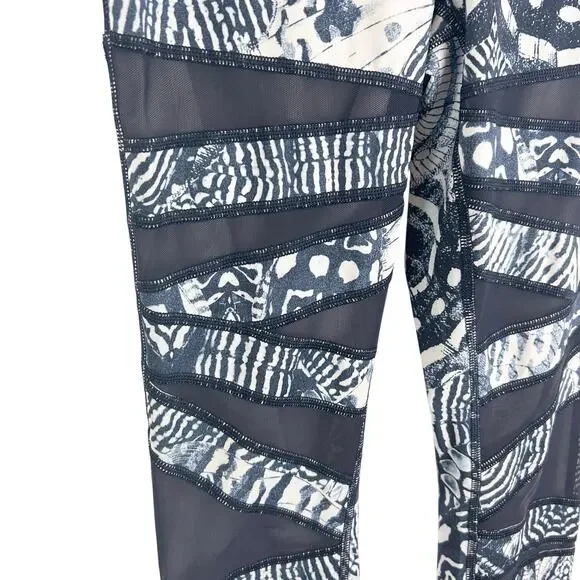 Lululemon Wanderlust Legging Women 6 Navy White High Waist Mesh Criss Cross Boho - Picture 2 of 10